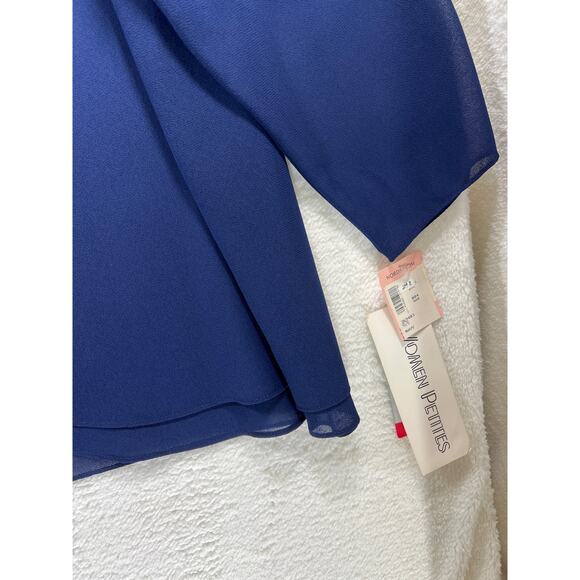 Patra Women Petite Blue Beaded Collar Formal Blazer Jacket Topper Womens Sz 22 - Picture 3 of 11